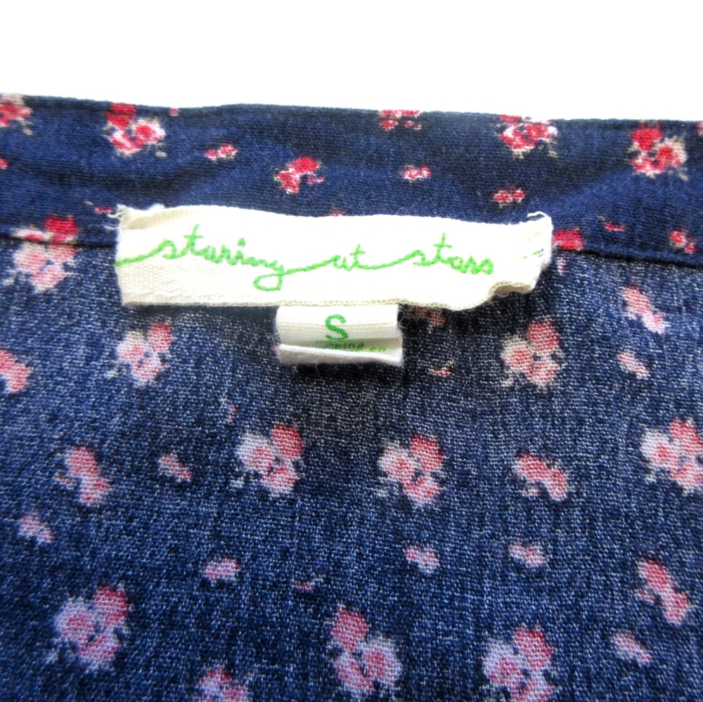 Staring At Stars Button Down Dress Peakaboo Sleeve Floral Small - Picture 6 of 7